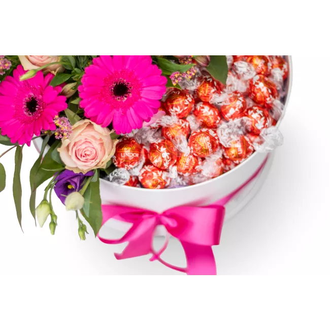 Flower box with a mix of chocolates